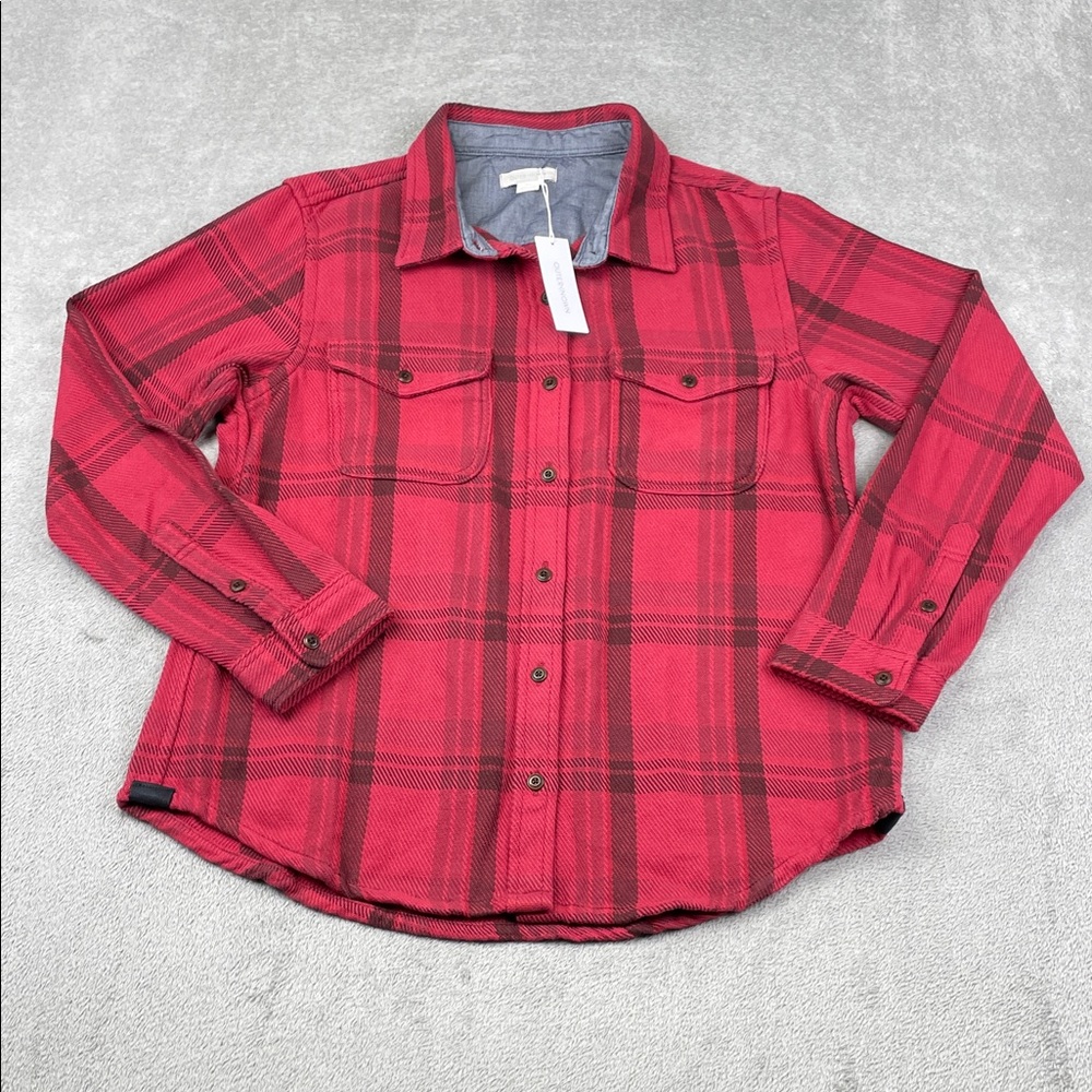 NEW Outerknown M/L Women's Blanket Shirt 100% Organic Cotton‎ Red, Brown